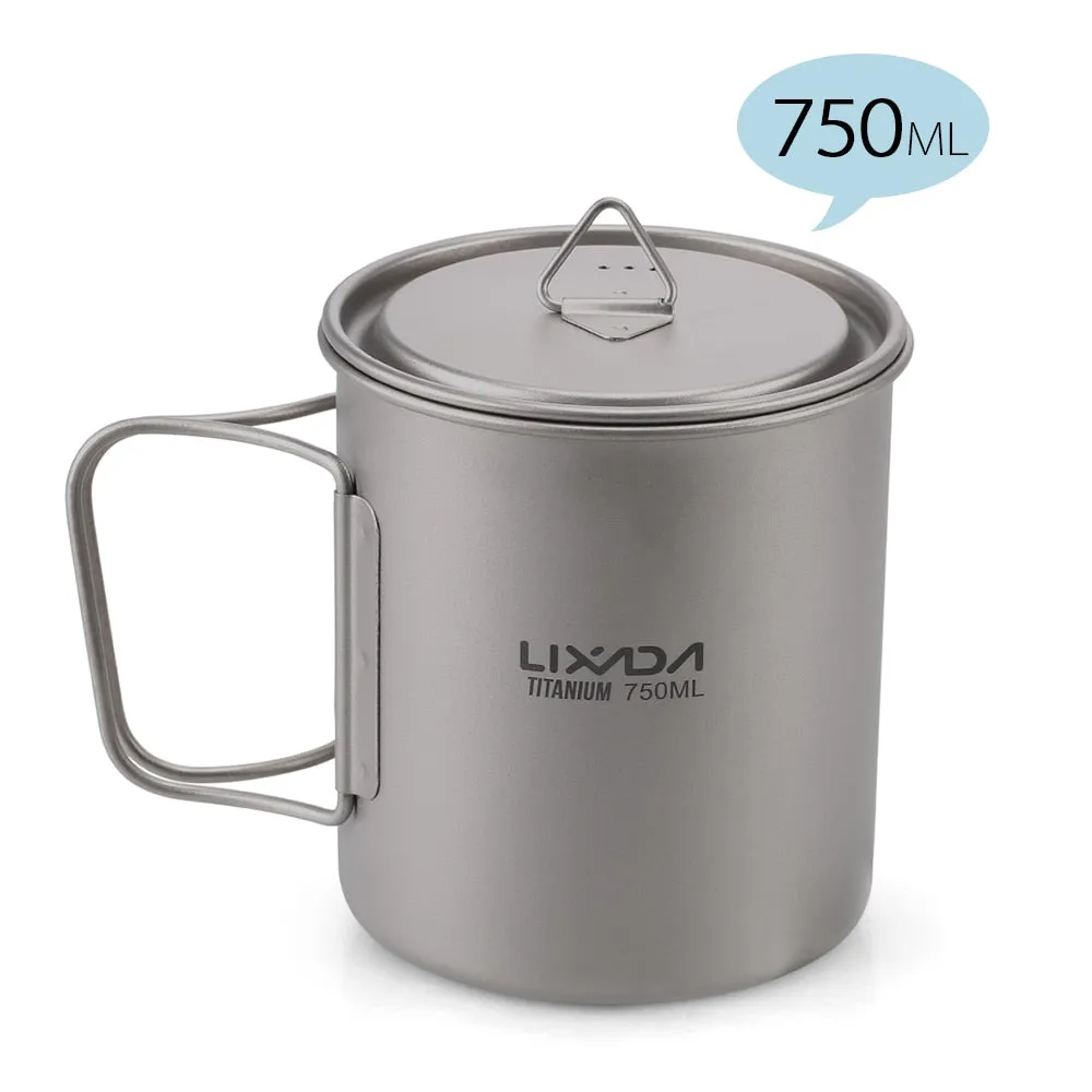 Titanium Water Mug Outdoor Camping Tableware Portable Survival Picnic Set Water Cup Travel Coffee Tea Pot with Handle