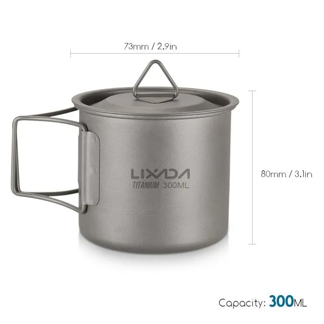 Titanium Water Mug Outdoor Camping Tableware Portable Survival Picnic Set Water Cup Travel Coffee Tea Pot with Handle