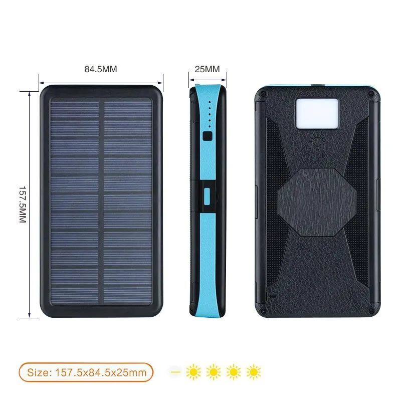 Universal 20000mAh Solar Power Bank Panel Charger Outdoor Battery Power Bank For Phone Tablets mobile