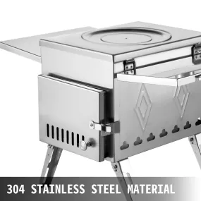 VEVOR Tent Wood Stove 17.5x14.7x10.6 inch - Camping Wood Stove 304 Stainless Steel