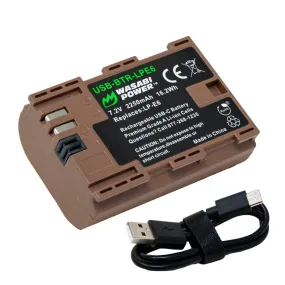Wasabi Power Canon LP-E6 LPE6 Battery with USB Type C Fast Direct Charging for Canon 5D Mark III Mark II, 5DS, 5DS R, 6D, 7D, 7D Mark II, 60D, 60Da, 70D, 80D, 90D, XC10, XC15 Digital Camera